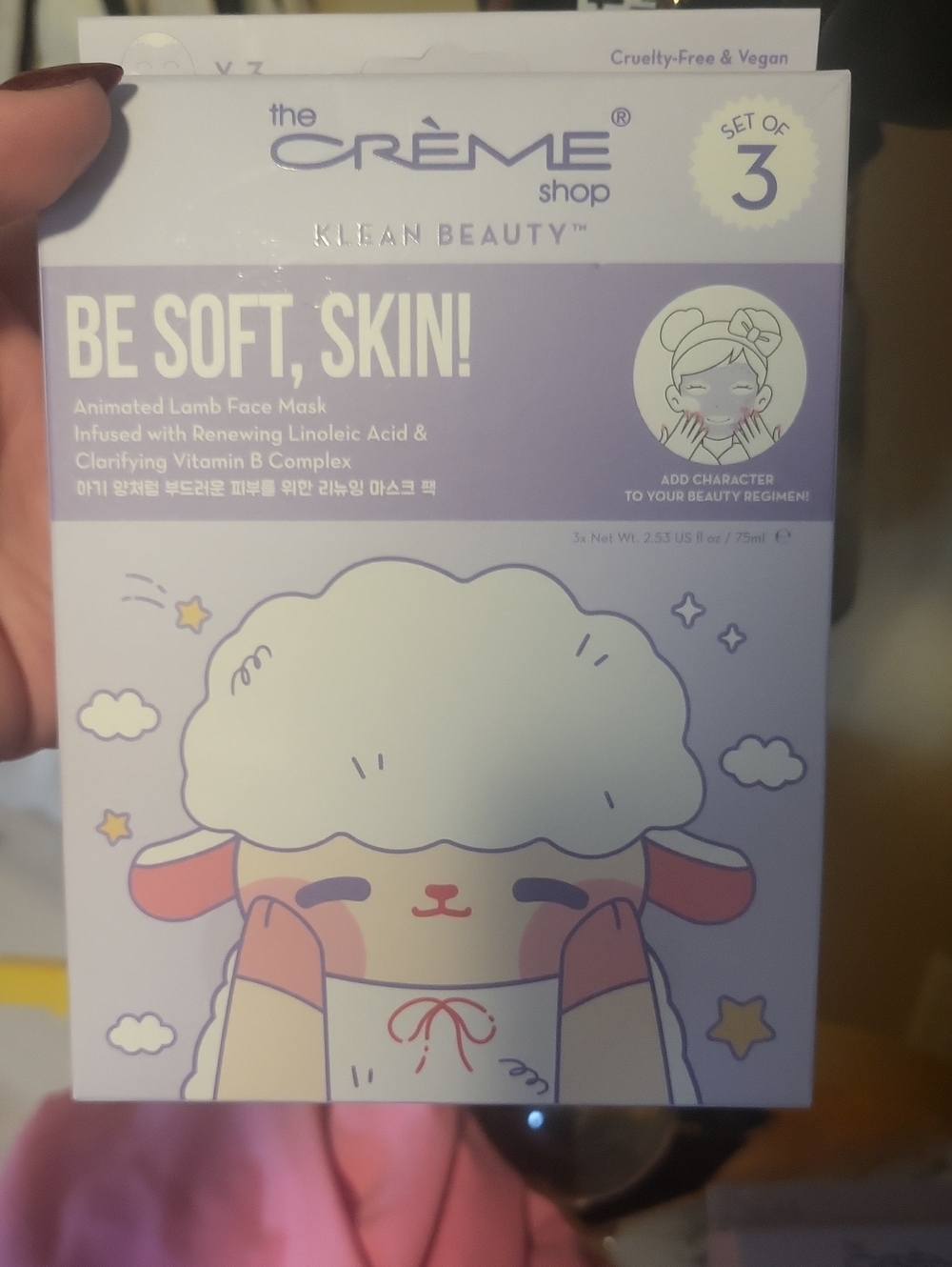 The Creme Shop Be Soft, Skin! Animated Lamb Face Mask - Lavender